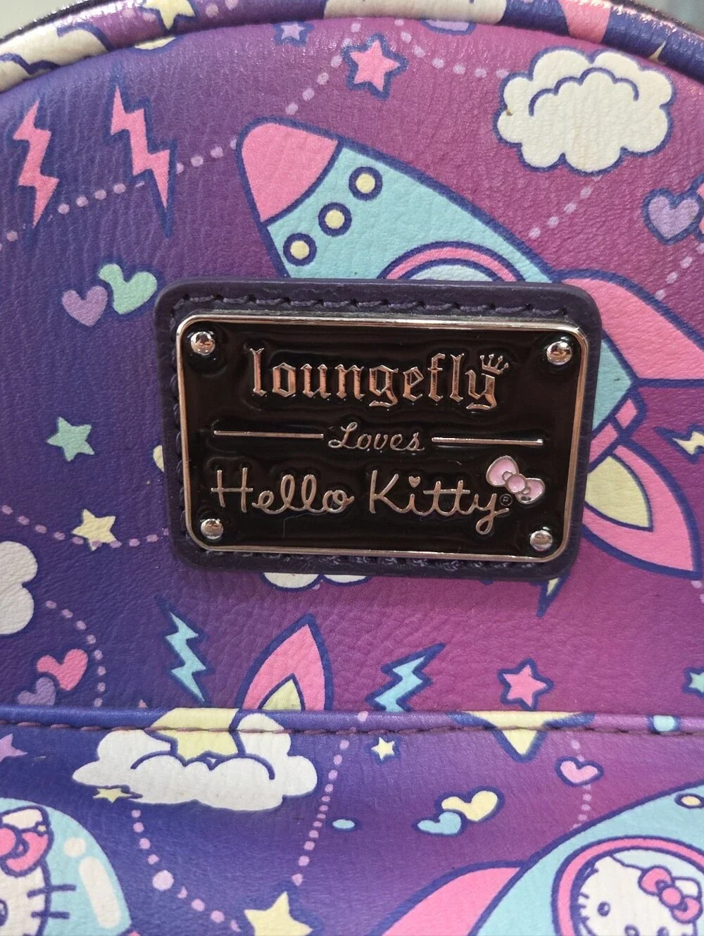 Loungefly Mini Backpack Sanrio Hello Kitty Stars Spaceships Zipper Adjustable